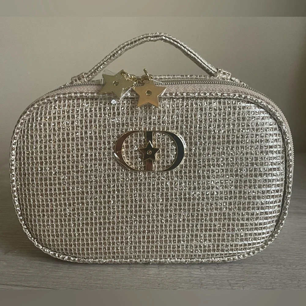 Authentic Dior Gold Woven Cosmetic Case. New. Comes With Box. - Picture 3 of 10